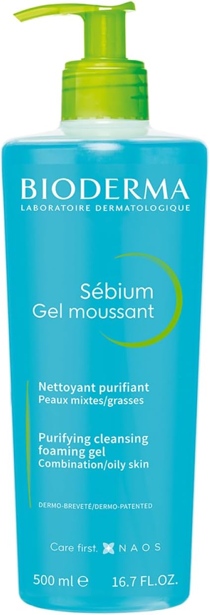 Bioderma Sébium Foaming Gel - Ultra-Gentle Purifying Cleanser for Oily, Combination & Acne Prone Skin, Remove Impurities & Control Shine, 500ml