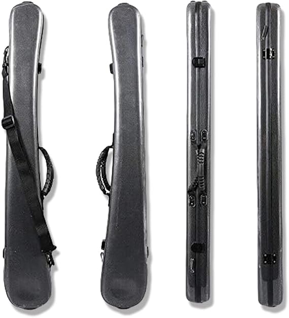 yinfente Carbon Fiber Upright Bass Bow Case For Geman French Double Bass Bow Hold 2pcs Bows Hard Bow Case Black