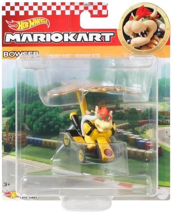 Hot Wheels Die-Cast Mario Kart Bowser Standard Kart + Bowser Kite
