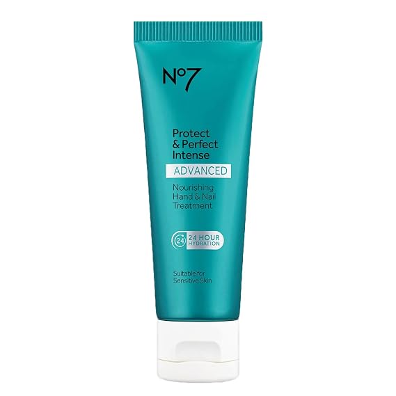 No7 Protect & Perfect Intense Advanced Nourishing Hand & Nail Cream, 75 ml | Anti-Aging, Anti-Wrinkle Formula, Vitamin B5, Matrixyl 3000+ Collagen Peptide Technology