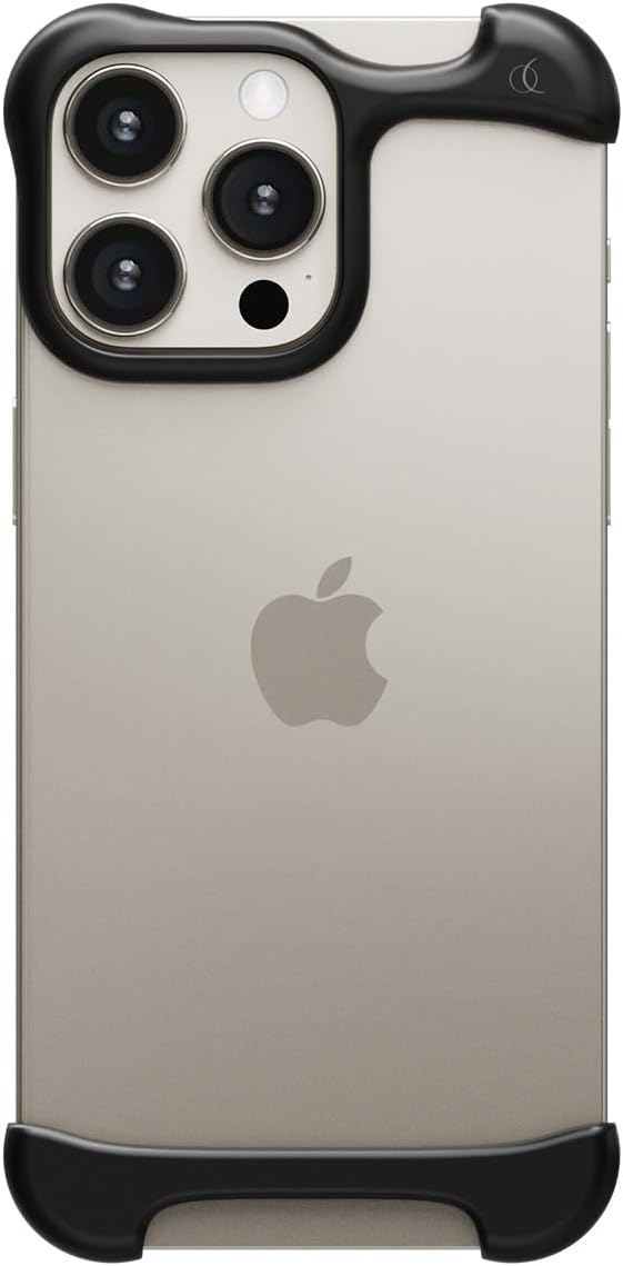 Arc Pulse for iPhone 15 Pro (2023) Minimalist Case with Shock Absorption Aviation Grade Aluminum and Elastomer Inserts Slide-on Design 6.1 Inch (Matte Black)