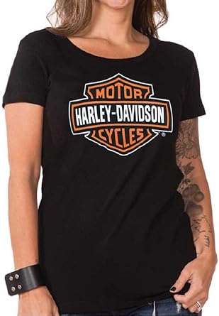 Harley-Davidson Womens Bar & Shield Logo Crew-Neck Short Sleeve T-Shirt, Pink