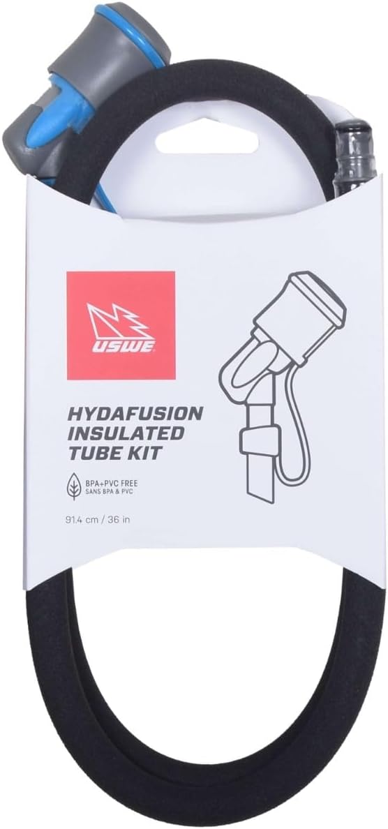 USWE Hydrafusion Drink Tube Kit for Hydration Packs - Insulated Hose for Cold Weather, BPA-Free, Universal Fit for Sports - High-Flow Bite Valve, Outdoor Sports Water Bladder Accessory. (Black)