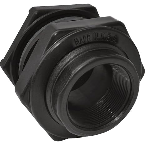 Greenleaf TF100P-E Tank Fitting Poly FPT 1in, 1 Inch, Black