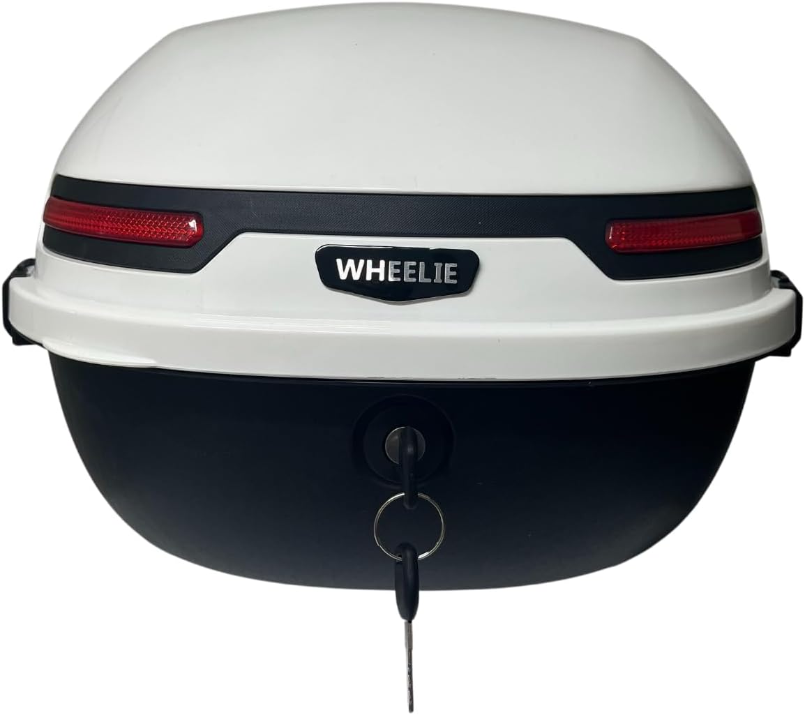 WHEELIE XT21-W 28 Litre Motosiklet Arka Çanta Beyaz Parlak Su Geçirmez ABS Top Case Çift Kilitleme Üniversal