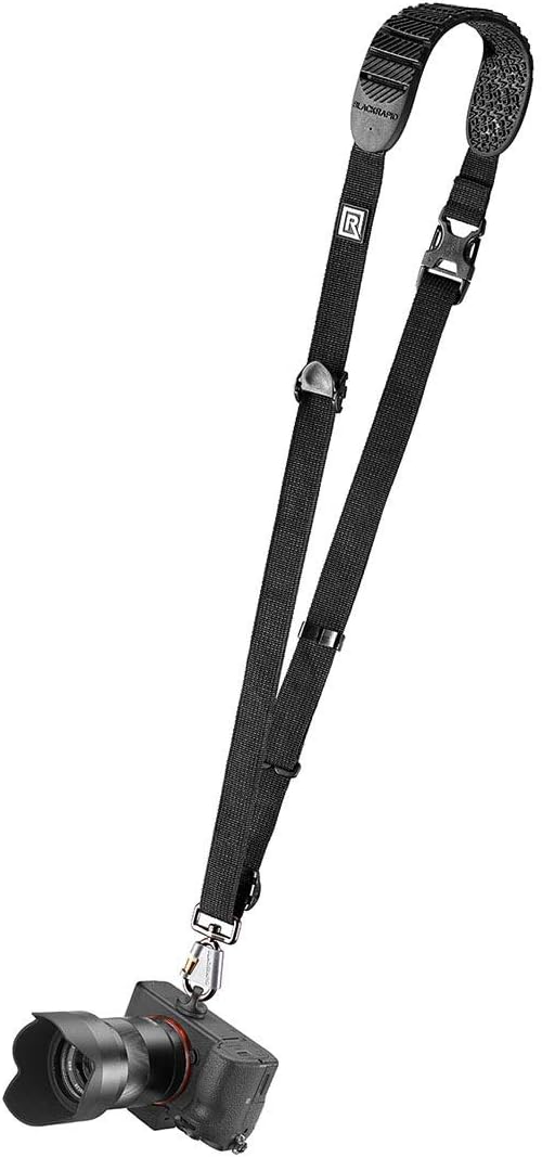 BLACKRAPID Cross Shot Black Camera Sling for left-handed and right-handed photographers.