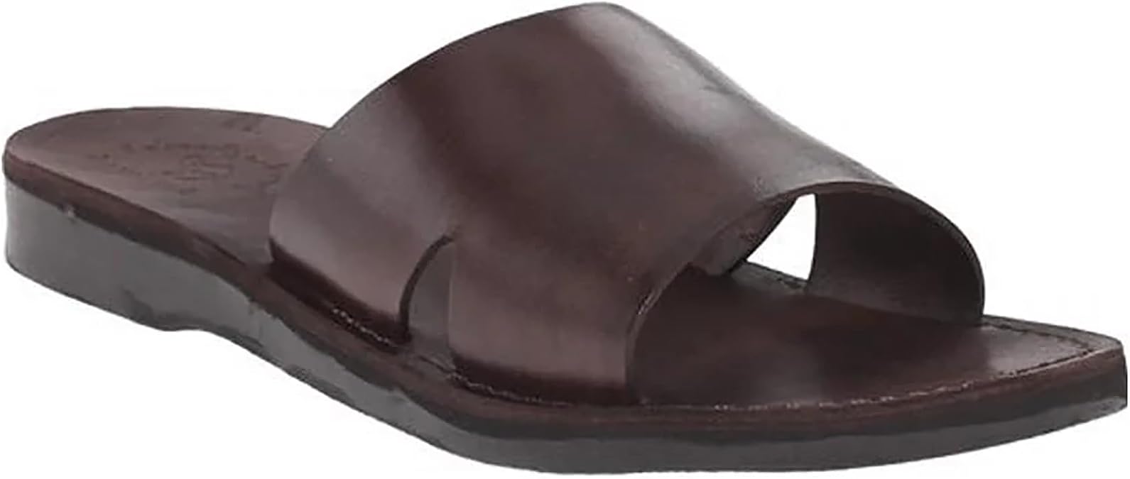 Bashan - Leather Wide Strap Slide Sandal - Mens Sandals