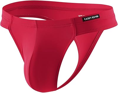 Casey Kevin Mens Ice Silk Thongs Underwear Bulge Pouch G-Strings Brief Underwear for Men T-Back Bikini
