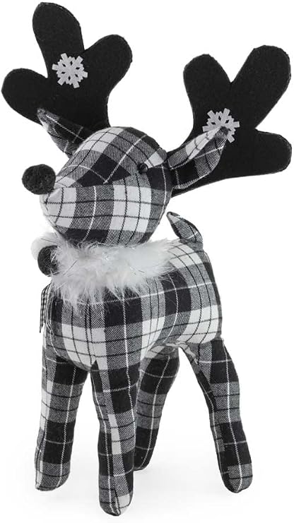 Boston International Christmas Tabletop Decor, 16-Inches, Serena the Black & White Plaid Deer