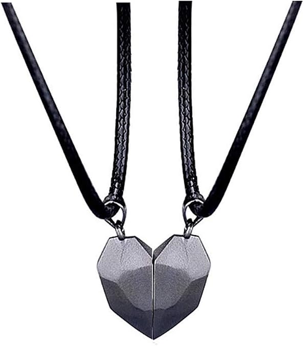 LEGENSTAR Two Souls One Heart Pendant Necklaces for Couple,Wishing Stone Creative Magnet Couples Necklace