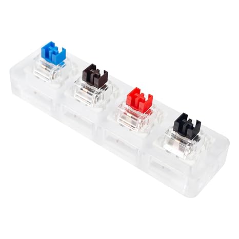 Outemu Switches Tester (4 Keys) Acrylic Mechanical Switch Testing Tool with Red, Blue, Brown & Black Switches MX Compatible Sampler Kit