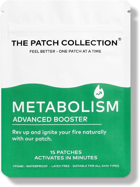 Natural Metabolism Booster Patch for Healthy Shape Support & Fast Acting Appetite Management | Yerba Mate, Guarana, Zinc, Flax Seed, L-Carnitine, Raspberry Ketone | Pack of 15
