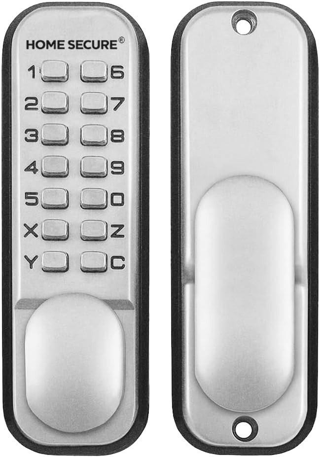 Home Secure™ Keyless Mechanical Code Door Lock – Push Button Combination Door Lock for Internal &amp; External Doors, Reversible Left or Right, Weather-Resistant