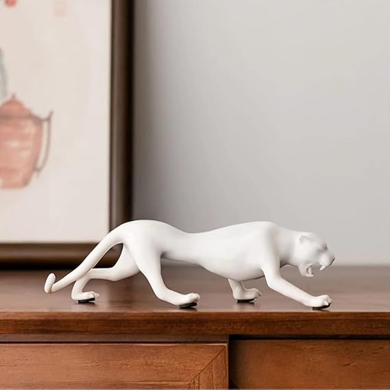 Cheetah Descending Sculpture Abstract Leopard Sculpture Leopard Decoration Predator Book Block Ceramics 7.8in*2.8in*2in
