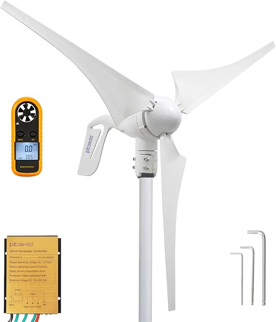 Wind Turbine Generator 400W 24V - 3 Blade 2.5m/s Low Speed Starting With Charge Controller, Windmill for Home