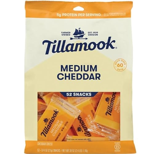 Tillamook Medium Cheddar Snacking Cheese, 0.75 oz, 52 ct