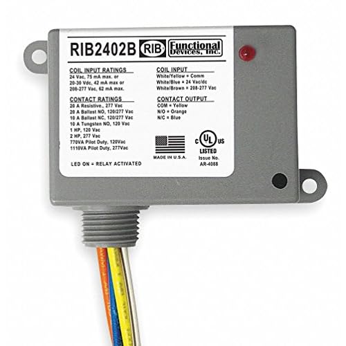 RIB2402B Enclosed Pre-Wired Relay, 20A@277Vac, Spdt