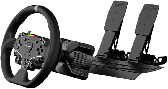 MOZA R3 Racing Wheel and Pedals Bundle, PC Compatible, Direct Drive, 3.9Nm Torque, 11-inch ES Lite Wheel, 22 Buttons, SR-P Lite Pedals, Aviation