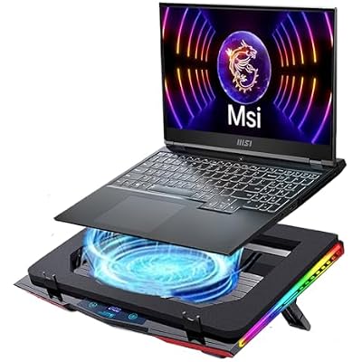 Cooling Pad for Msi GF65 Thin Gaming Laptop,It is a Heat Dissipation Monster with Powerful Turbo Fan Can Fast Cooling, Variable Speed,5 RGB Light Mode,Touch Start