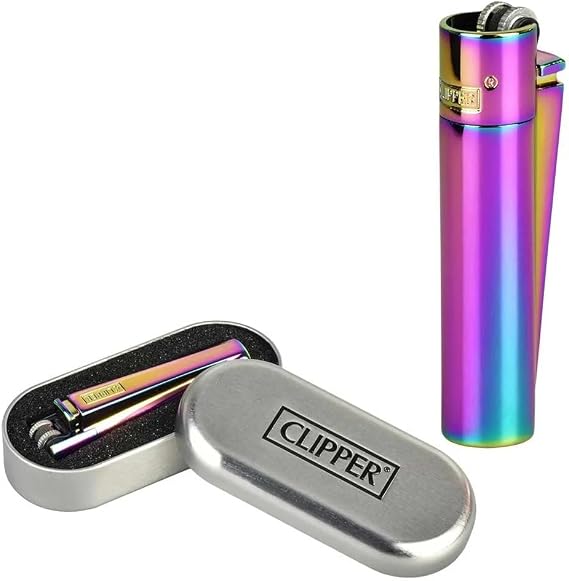 Clipper Metal Lighter ICY Finish Refillable Pocket Lighter with Adjustable Flame Durable Metal Body in Gift Box