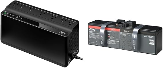 APC 600VA Battery Backup Surge Protector & Replacement Battery for Select APC UPS Models