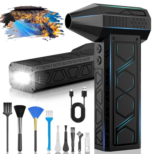 Electric Air Duster with Flashlight,180000RPM Compressed Air Duster Turbo Fan10000mAh,Multipurpose Jet Fan, High-Speed Air Blower with 4 Gear,Electric Air Blower Duster with Assist Lighting BL01