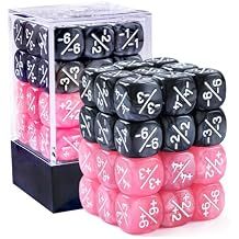 36pcs 12mm Positive and Negative Dice Counters Pink&Black Set, Small Token Loyalty Dice Compatible With MTG, CCG, Card Games