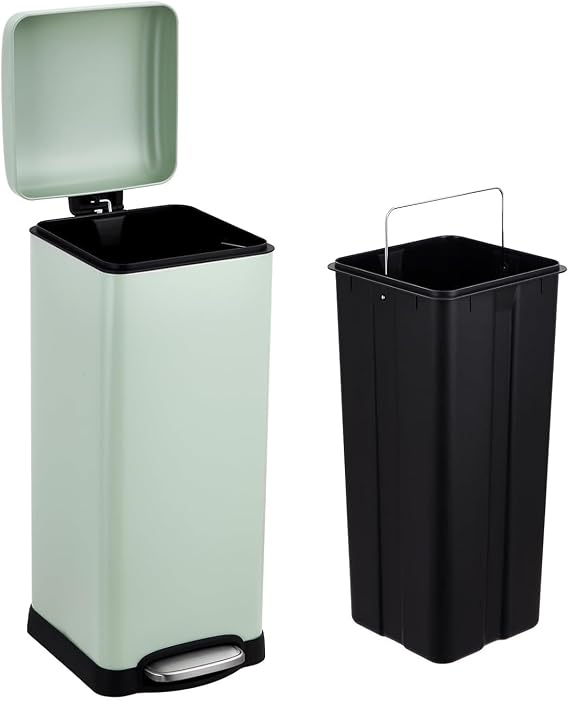 Kitchen Trash Can, 30 Liter/8 GallonStainless Steel Garbage Can with Soft Close Lid, Foot Pedal, Removable Inner Bucket for Home, Office, Bedroom, Bathroom