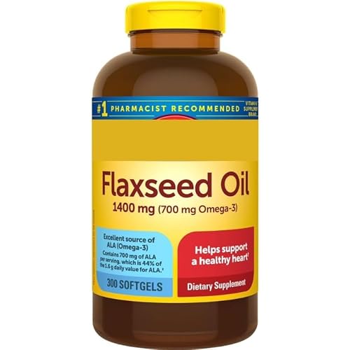 Nature Flaxseed Oil 1400mg 300 Softgels | Plant-Based Omega-3 ALA Supplement  Exclusive Thank You Sticker 2 Items