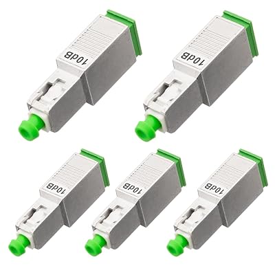 Yumyotor 5Pcs SC Fiber Attenuator 10dB, SCGreen Singlemode Fixed Fiber Optic Attenuator Male-Female