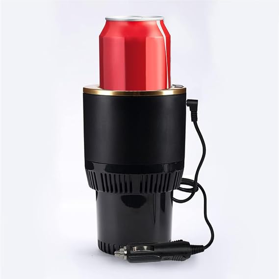 Premium 2-in-1 Car Cup Warmer Cooler Smart Car Cup Mug Holder Holiday Seasonal Present | Perfect Car Tumbler Holder for Commuter/Traveler/Road Tripper/Recreation (Black and Gold)