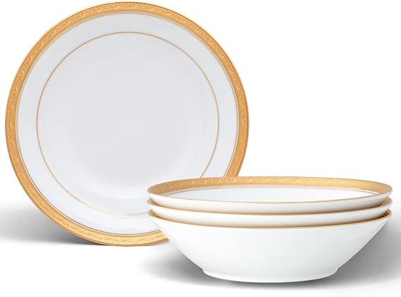Noritake Crestwood Gold Set of 4 Soup Bowls, 7.5", 12 oz.