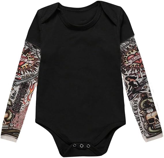 Baby Boys Long Sleeves Mesh Tattoo Sleeves Bodysuit Outfit