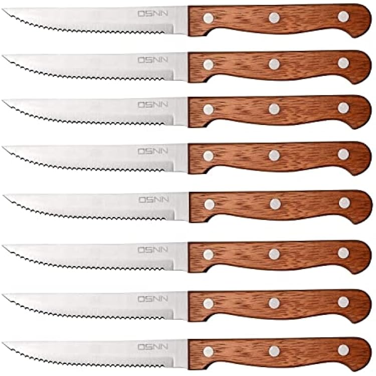 Steak Knives Set of 8 Utility Knives Steak Knife Cutlery Utensil Serrated Edge Steel...