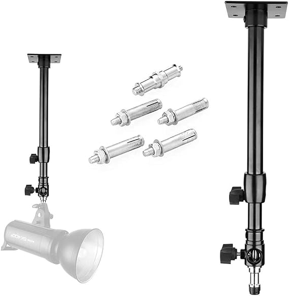 Fotoconic L-600D Two Section Adjustable Ceiling Wall Light Stand with 3/8" 1/4" Thread for Studio Photo Video