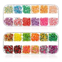 Simarro 2 Boxes Fruit Slices Polymer Clay Slices 3D Colorful Art Supplies for Slime Crafts Nail Art Decorations Lip Gloss Making DIY Supplies, 6-8mm