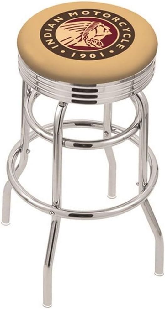 L7C3C Indian Motorcycle 30" Double-Ring Swivel Bar Stool with Chrome Finish