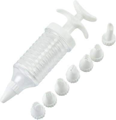 1Pc White Pipe Nozzles with Syringe,8pcs Plastic Cream Baking Piping Nozzle Dispenser Icing Pastry Tips Tube Decoration Tool, for Cupcake and Cake,Decorating Tools, Kitchen Utensils and Gadgets