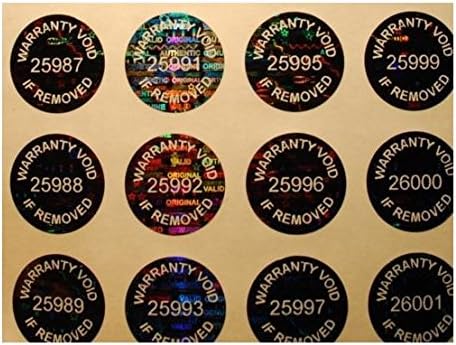 10,000 Black Hologram Numbered TamperMax Tamper Evident Security Label Holographic Seal Sticker, Round 0.5" (12mm).