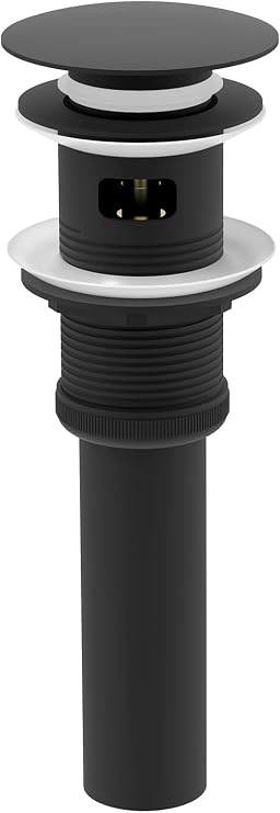 ZM Pop Up Drain Stopper with Overflow for Bathroom Faucet Vessel or Vanity Sink, Matte Black