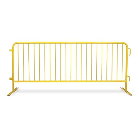 Crowd Control Warehouse Angry Bull Barricades Heavy Duty Crowd Control Metal Interlocking Barricade with Flat No-Trip Feet - 8.5 Ft. (Safety Yellow) (10 Pack)