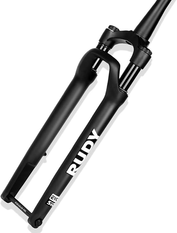 700C Gravel Road Bike Suspension Fork 50mm Travel 1-1/2" Tapered Off-Road Disc Brake Bike Front Fork XC Air Fork Manual Lock 100 * 12mm Thru Axle(Matte Black)