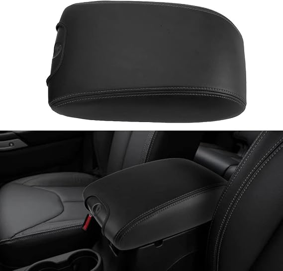 LEXLEY Center Console Pad Armrest Box Cover Waterproof Anti-Scratch Leather Protector Covers For Jeep 2011-2017 Wrangler JK-Black Stitches