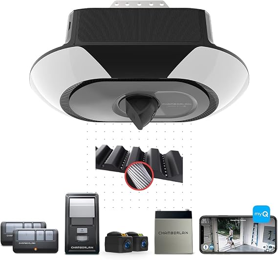 Chamberlain B6753T Smart Garage Door Opener, Video Streaming & Advanced Corner LED Lighting-myQ Smartphone Controlled-Ultra Quiet, Strong Belt Drive & MAX Lifting Power
