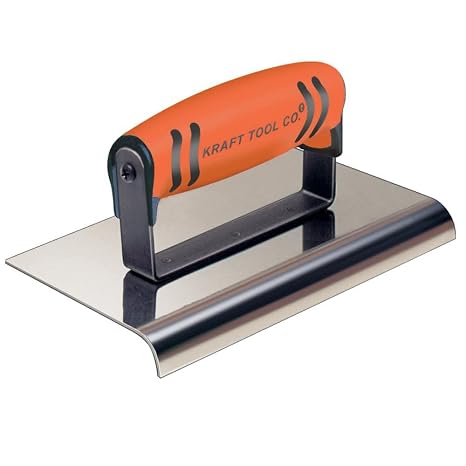 Kraft Tool CF137PF 1/4-Inch Radius Stainless Steel Cement Edger with ProForm Handle, 6 x 6-Inch