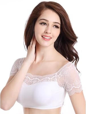 DRESHOW Lace Bralette Tank Tops Wireless Bra Lace Crop Top Removeable Pads Yoga Sports Bra Undershirt for Women & Teens