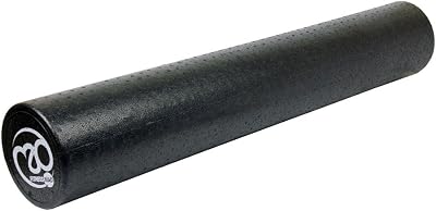 Fitness Mad 90cm High Density PE Foam Roller Black for Muscle Release & Rehab
