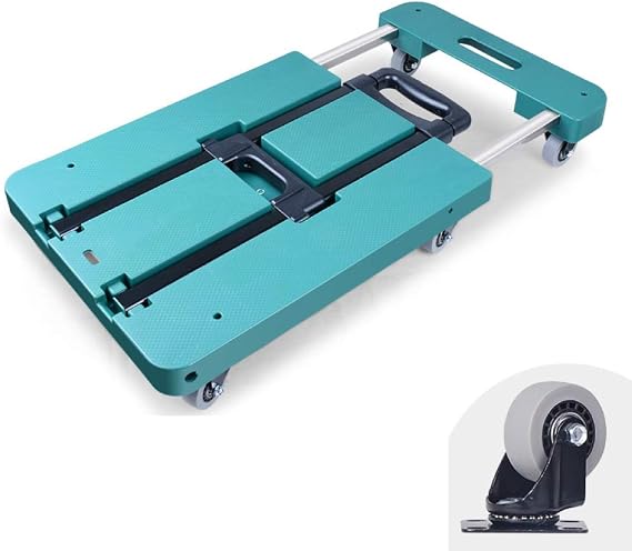 Multifunction Portable Folding Hand Truck, Flatbed Luggage Cart for Travel, Adjustable Lengthen Chassis, Black