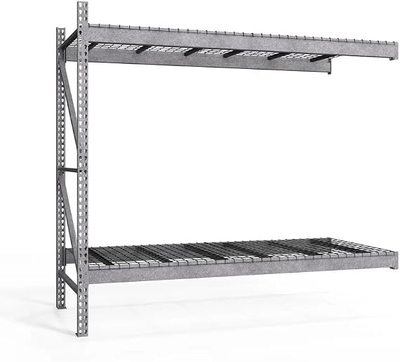 Shelving Inc. 48" d x 72" w x 96" h - 2-Tier Galvanized Teardrop Pallet Rack Add-On Unit, Wire Decking, 3-1/2"h Beams, Weight Capacity 4655lbs Per Level