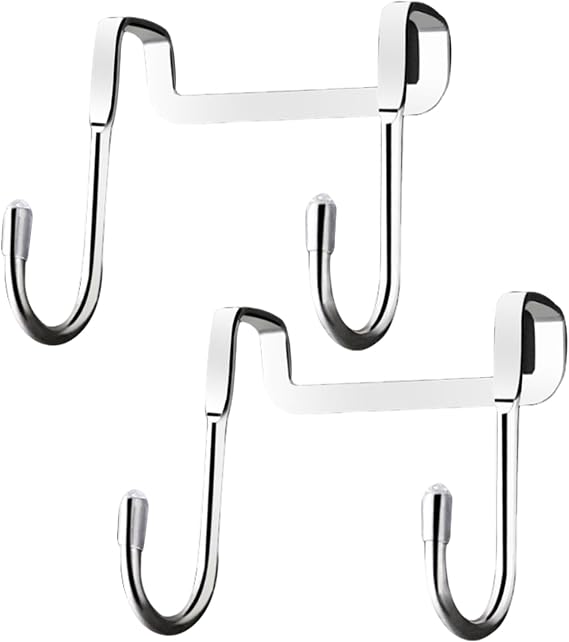 Over Door Hooks 2PCS Stainless Steel Kitchen Hook | Multipurpose Cupboard Hooks for Hanging | Tea Towel Holders & Shower Hook | Heavy Duty for Bathrooms Kitchen Cabinet Wardrobe